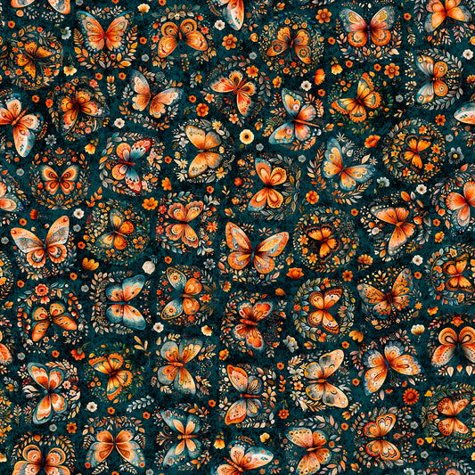 HARVEST HOLLOW - BUTTERFLIES - DK TEAL