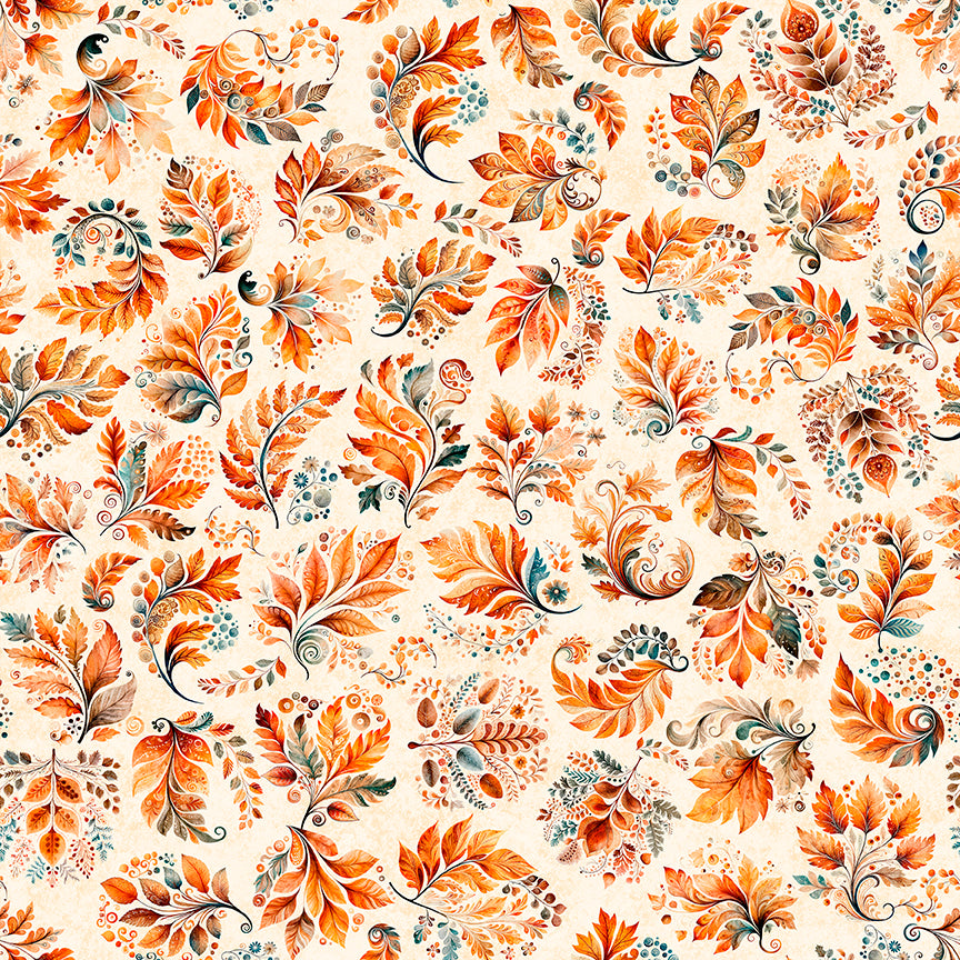 HARVEST HOLLOW - FALL LEAVES - CREAM