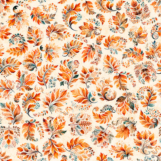 HARVEST HOLLOW - FALL LEAVES - CREAM