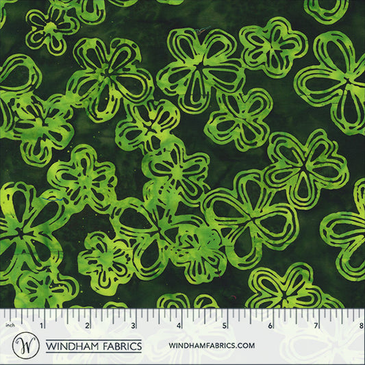 QE8: Charm - Etched Flowers - 451Q-4 Jungle - Batik