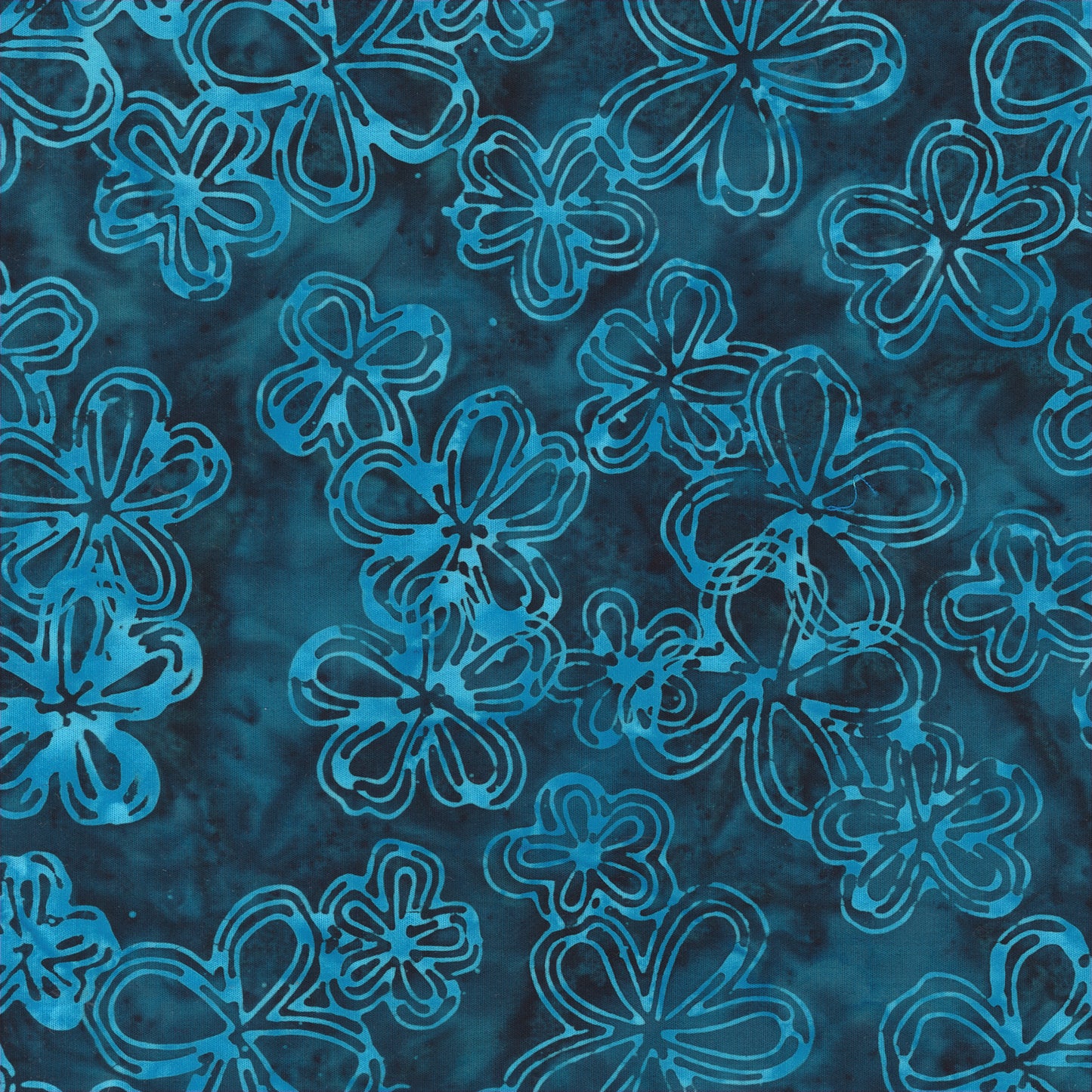 QE8: Charm - Etched Flowers - 451Q-5 Deep Sea - Batik