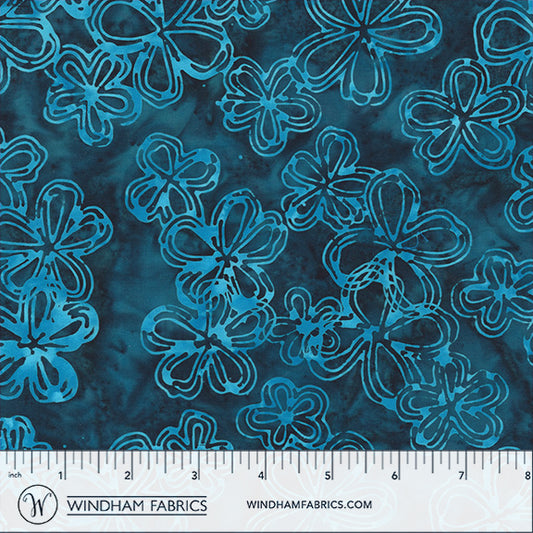 QE8: Charm - Etched Flowers - 451Q-5 Deep Sea - Batik