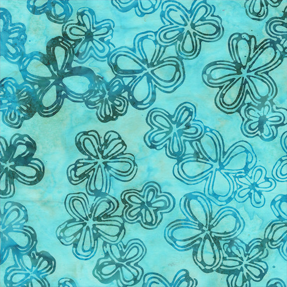 QE8: Charm - Etched Flowers - 451Q-6 Breeze - Batik