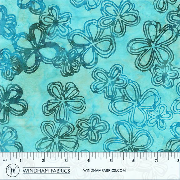 QE8: Charm - Etched Flowers - 451Q-6 Breeze - Batik