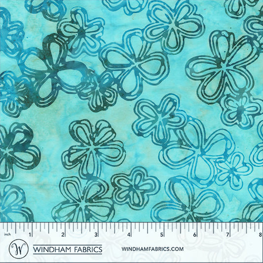 QE8: Charm - Etched Flowers - 451Q-6 Breeze - Batik