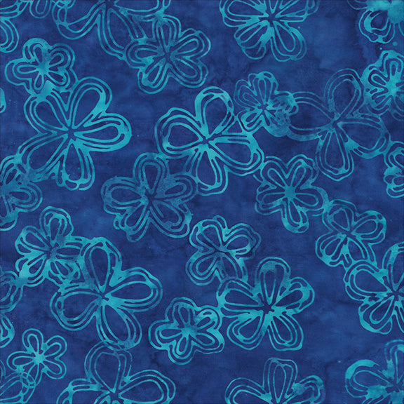 QE8: Charm - Etched Flowers - 451Q-7 Sapphire - Batik