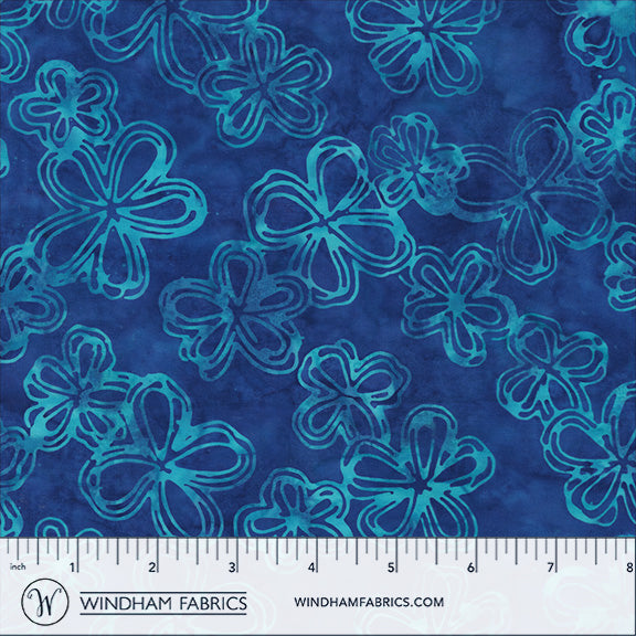 QE8: Charm - Etched Flowers - 451Q-7 Sapphire - Batik