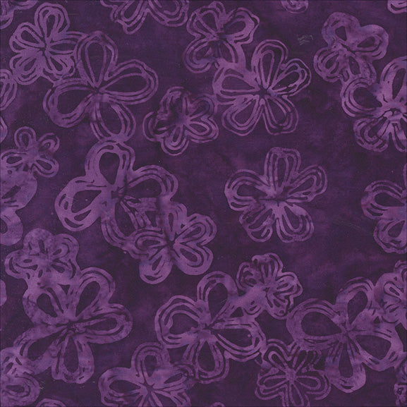 QE8: Charm - Etched Flowers - 451Q-8 Purple - Batik