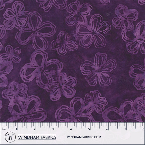 QE8: Charm - Etched Flowers - 451Q-8 Purple - Batik