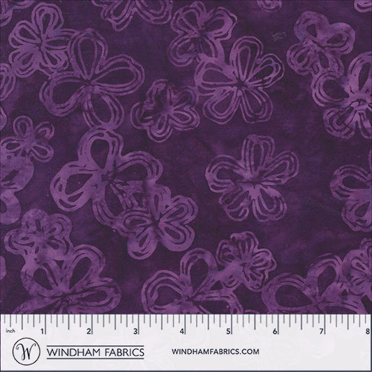 QE8: Charm - Etched Flowers - 451Q-8 Purple - Batik