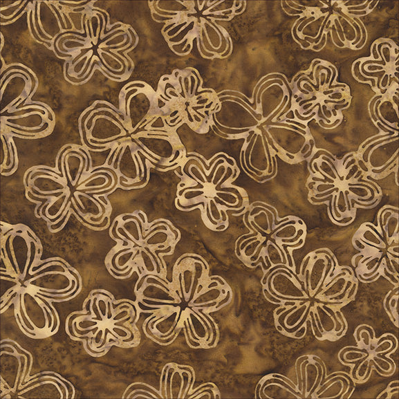 QE8: Charm - Etched Flowers - 451Q-9 Cocoa - Batik