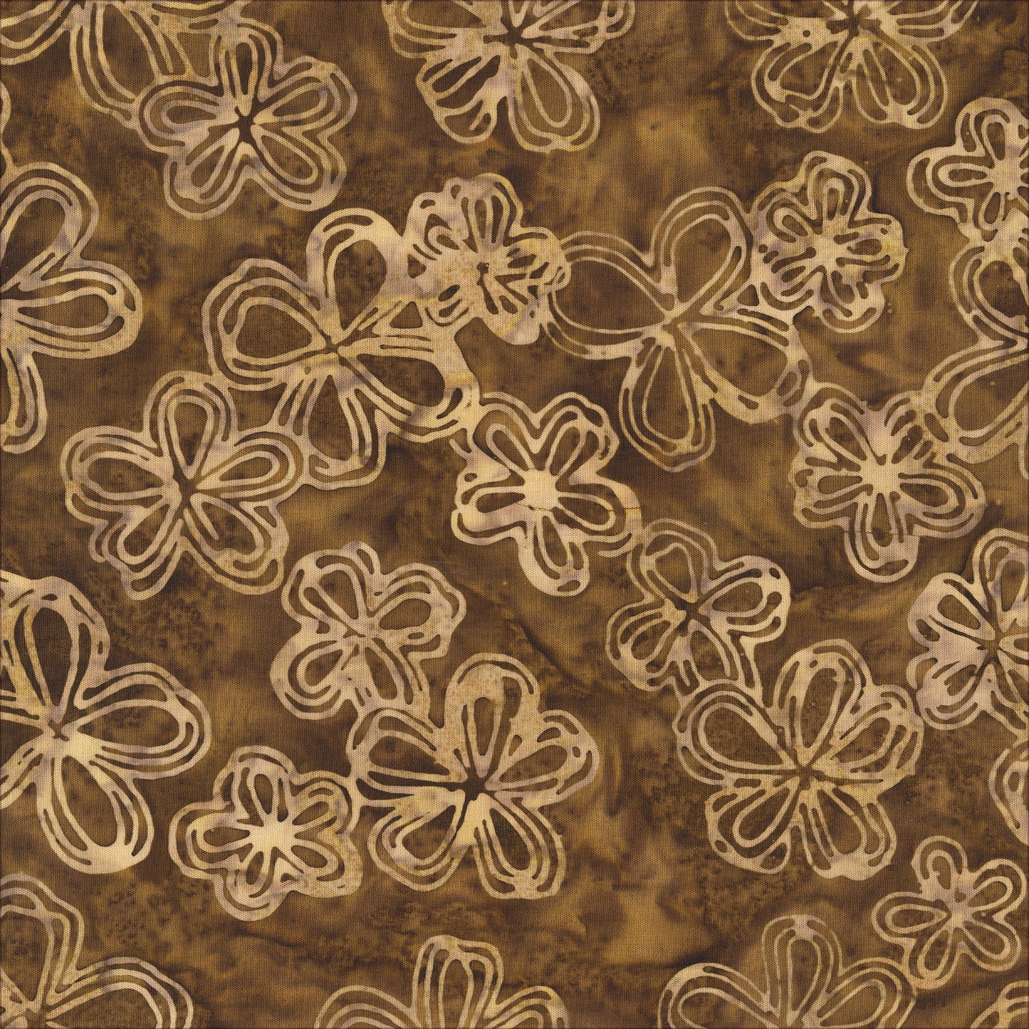 QE8: Charm - Etched Flowers - 451Q-9 Cocoa - Batik