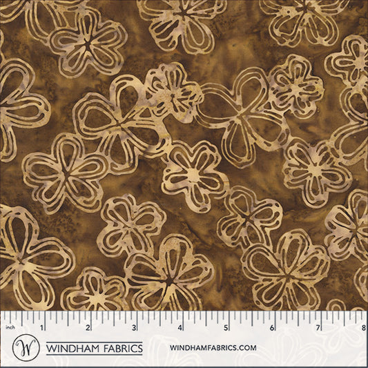 QE8: Charm - Etched Flowers - 451Q-9 Cocoa - Batik