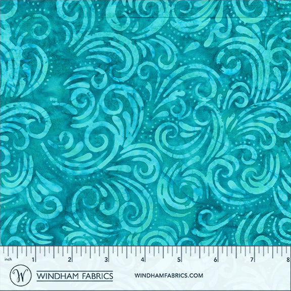 QE8: Charm - Swirl - 452Q-3 Turquoise - Batik