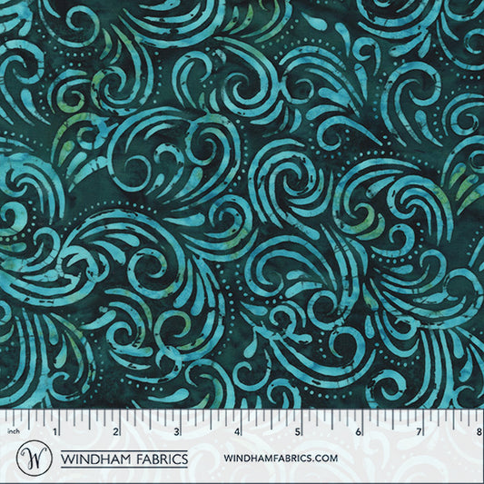 QE8: Charm - Swirl - 452Q-4 Dark Teal - Batik