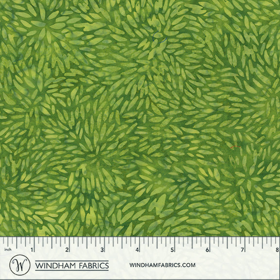 QE8: Charm - Tiny Leaves - 454Q-2 Grass - Batik