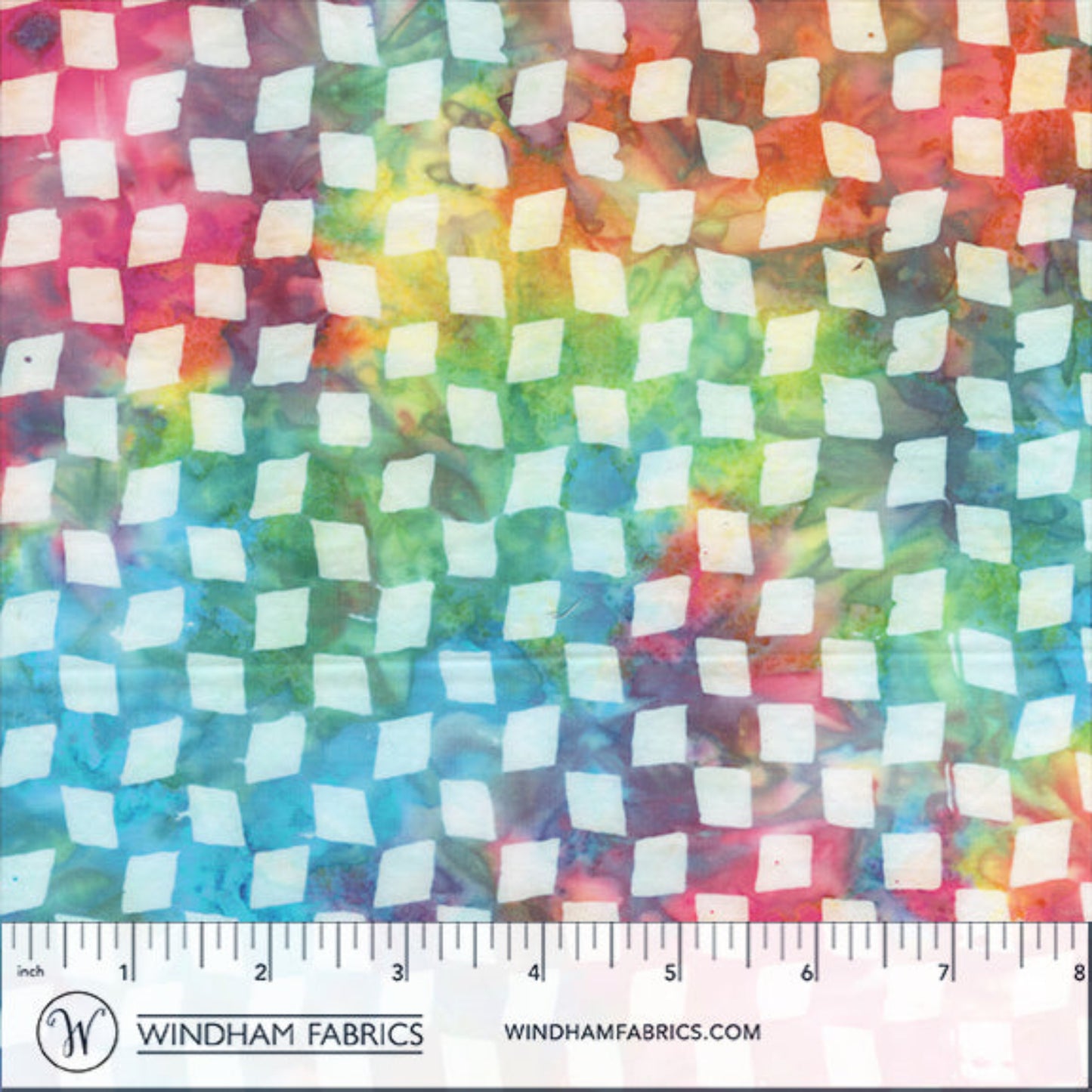 QE8: Charm - Checkerboard - 456Q-1 Rainbow - Batik