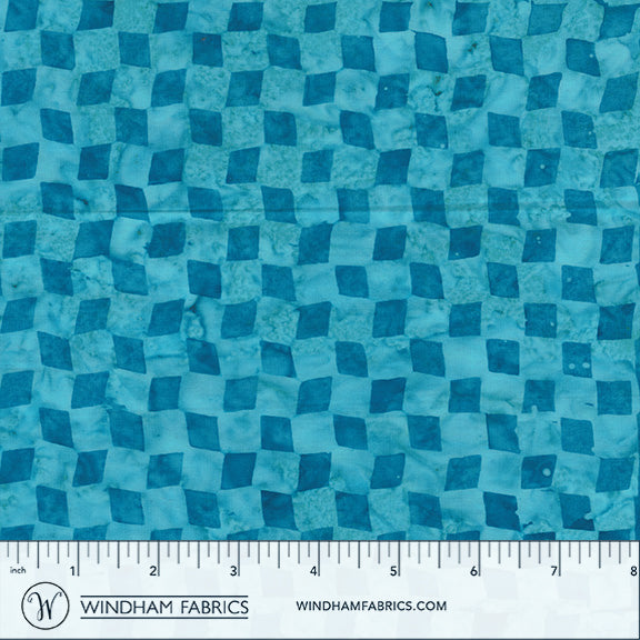QE8: Charm - Checkerboard - 456Q-2 Cyan - Batik
