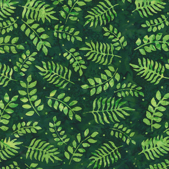 QE8: Charm - Botanical Leaves - 458Q-2 Forest - Batik