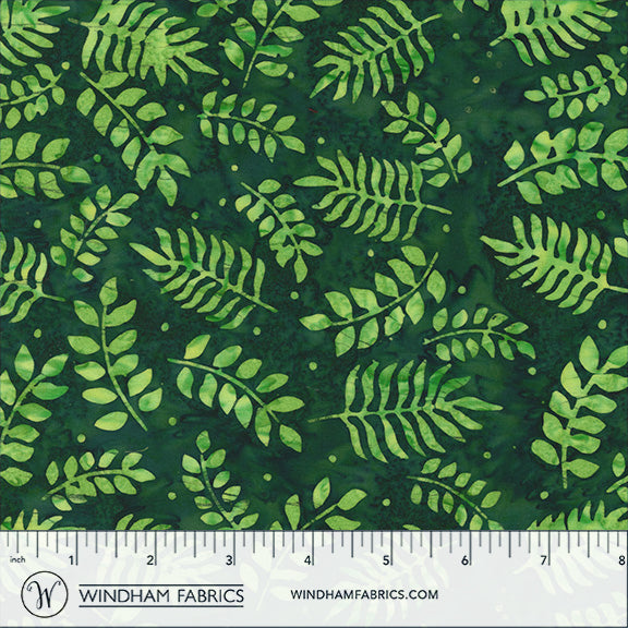 QE8: Charm - Botanical Leaves - 458Q-2 Forest - Batik