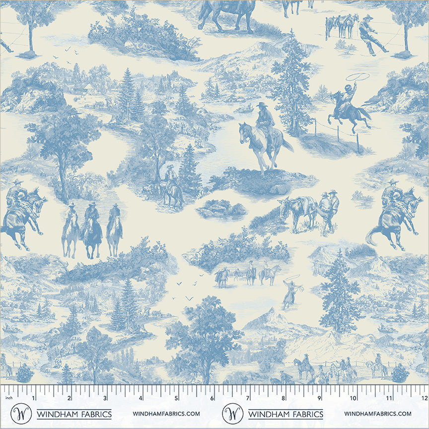 Lone Star Trail, Cowboy Toile, 55430-4 Chambray/Cream