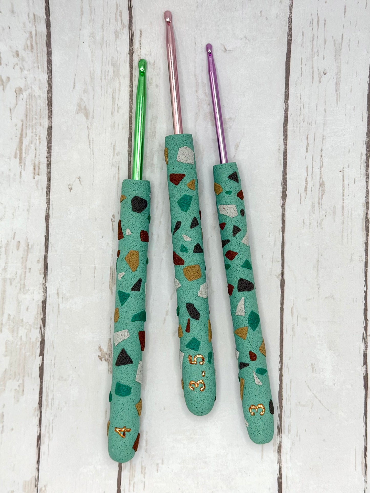 Crochet Hook Set - Green Terrazzo