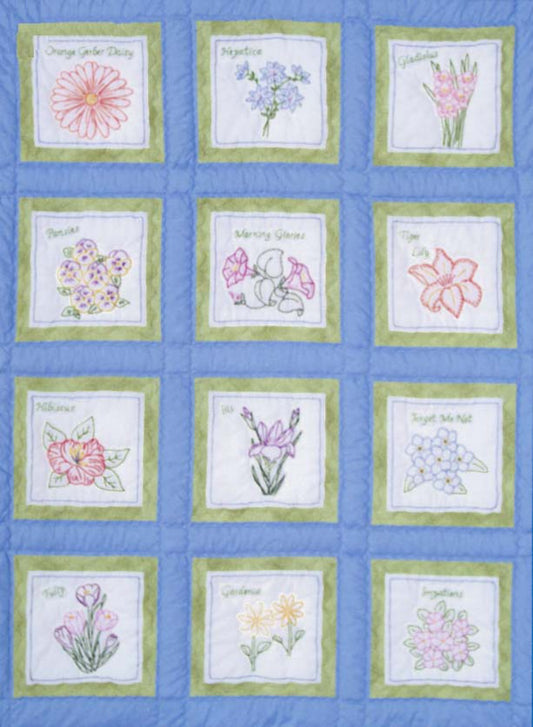 Flowers Theme Quilt Square