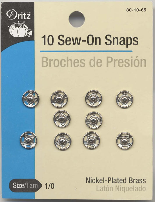 Snap Sew-On Size 1/0 Nickel