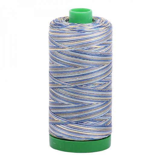 A1140-4649 Mako Cotton Embroidery Thread 40wt 1094yds Variegated Blue & Yellow