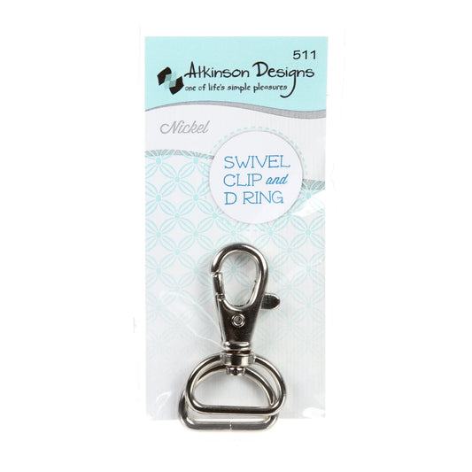 D Ring and Swivel Clip Nickel 1ct - 3/4in