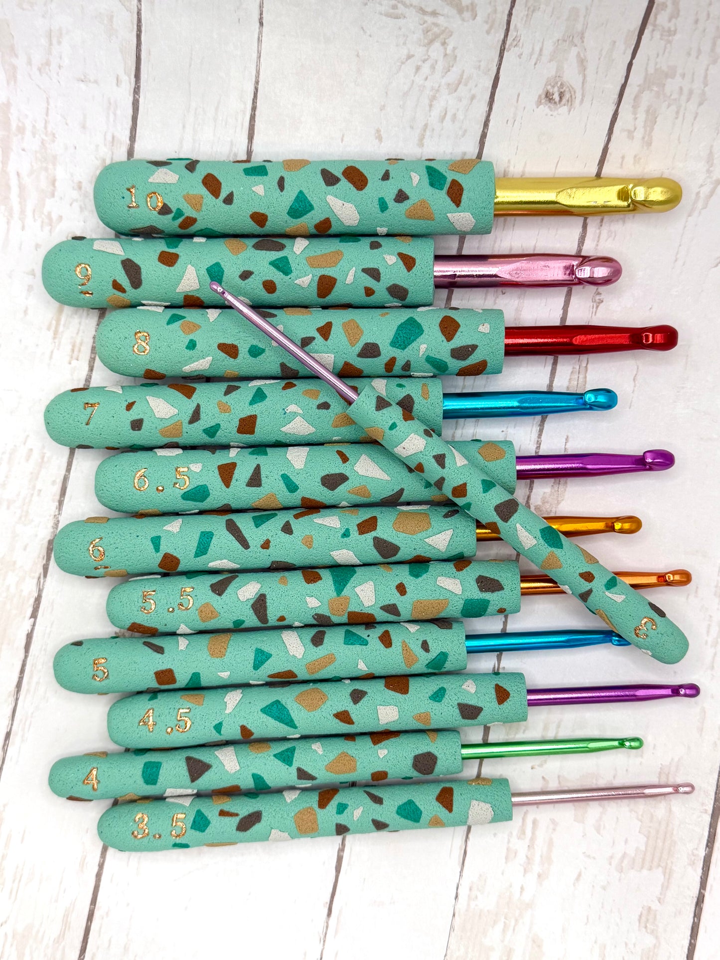 Crochet Hook Set - Green Terrazzo