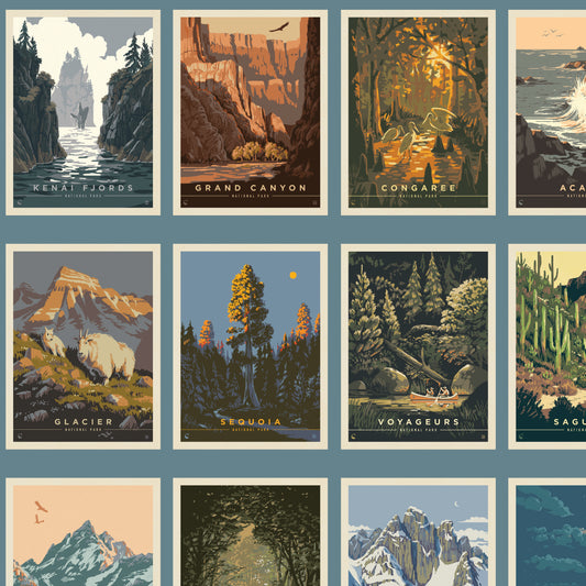 National Parks Postcards Blue
