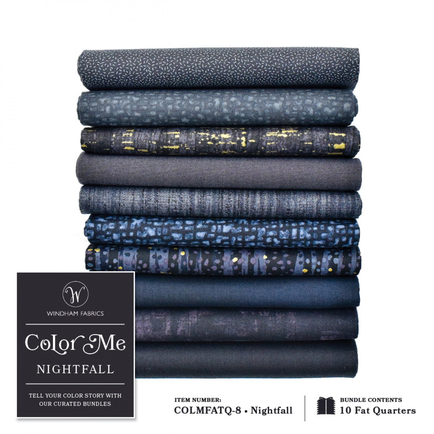 Fat Quarter bundle, Color Me Nightfall, 10pcs/bundle