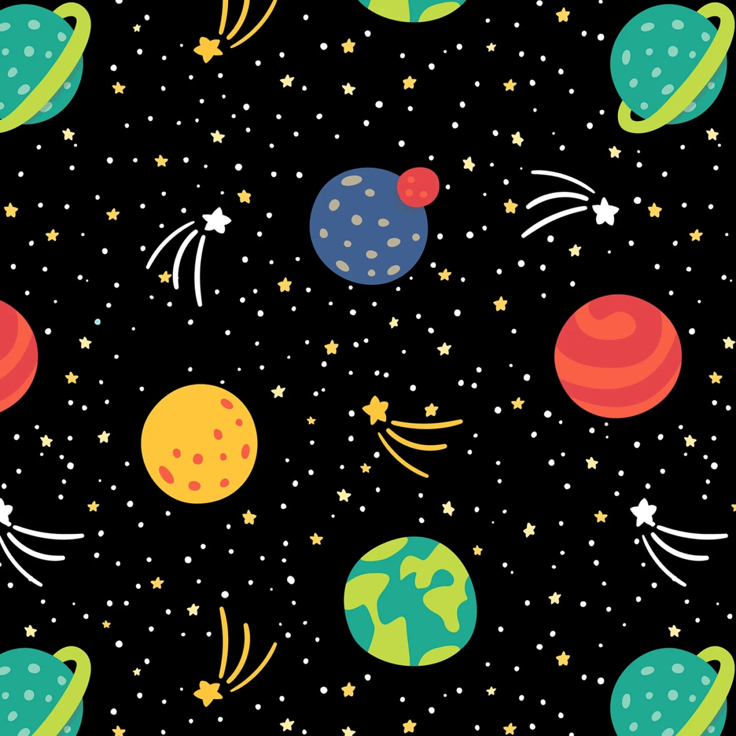 Flannel Planets And Stars Black