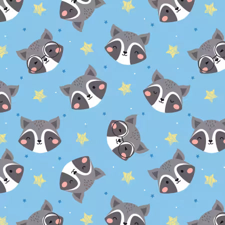 Flannel Racoon Racoon On Blue