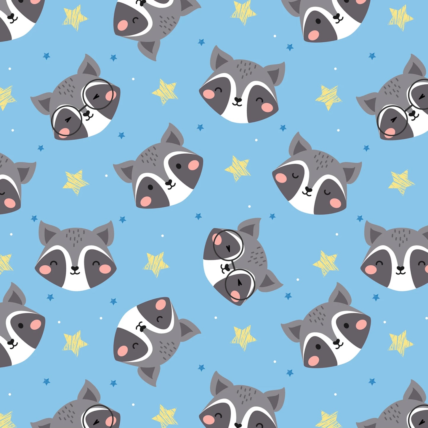 Flannel Racoon Racoon On Blue