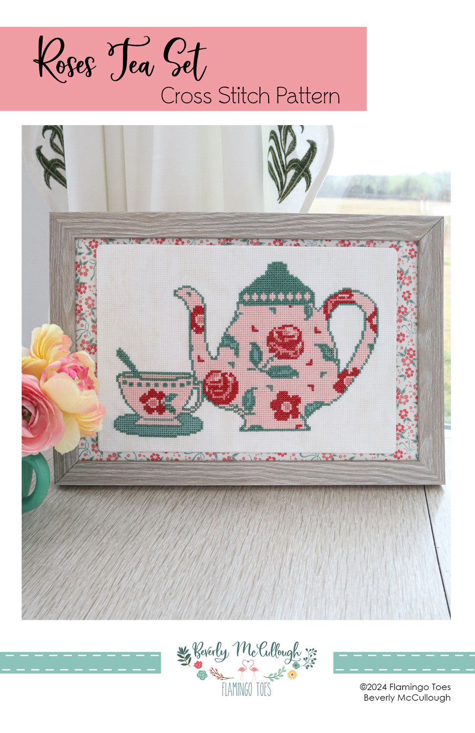 Roses Tea Set Cross Stitch Pattern