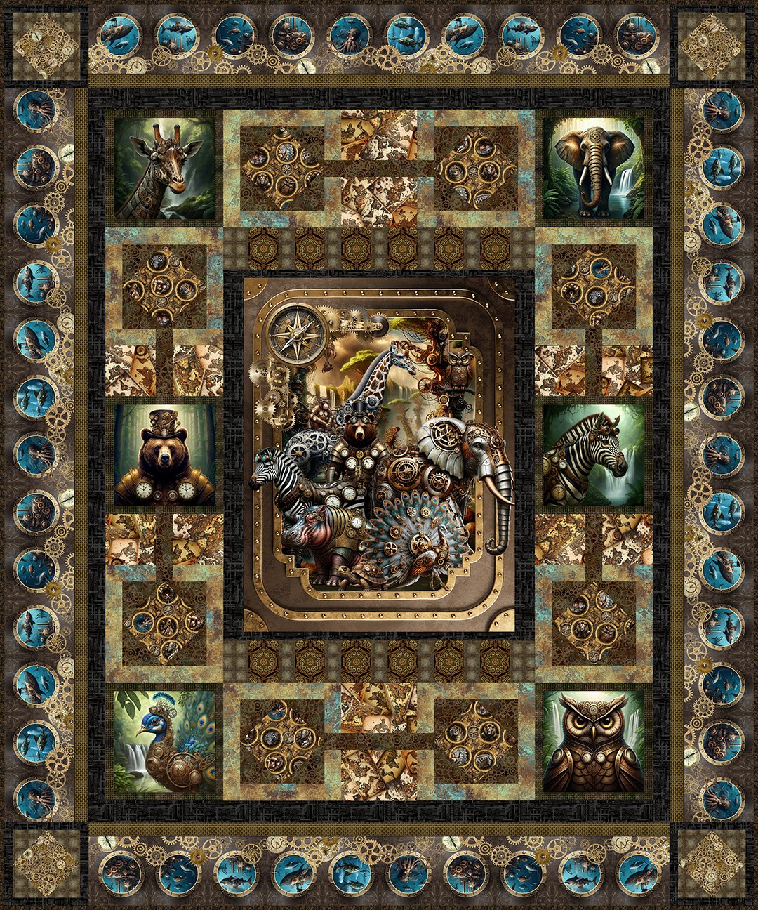 Steampunk Menagerie Quilt Kit - Pre-Order