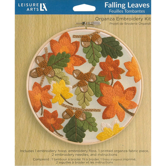 Leisure Arts Emb Kit 6" Org Falling Leaves