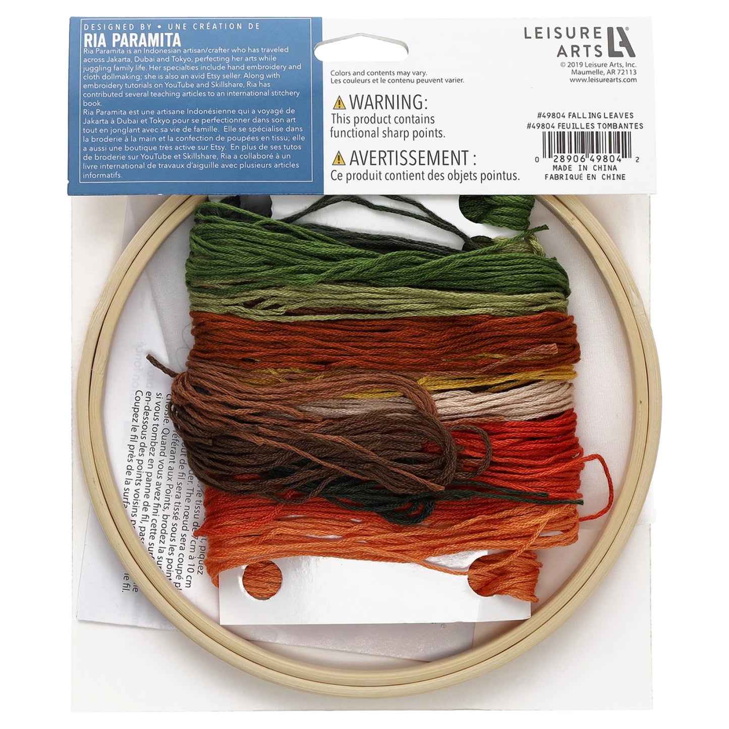 Leisure Arts Emb Kit 6" Org Falling Leaves