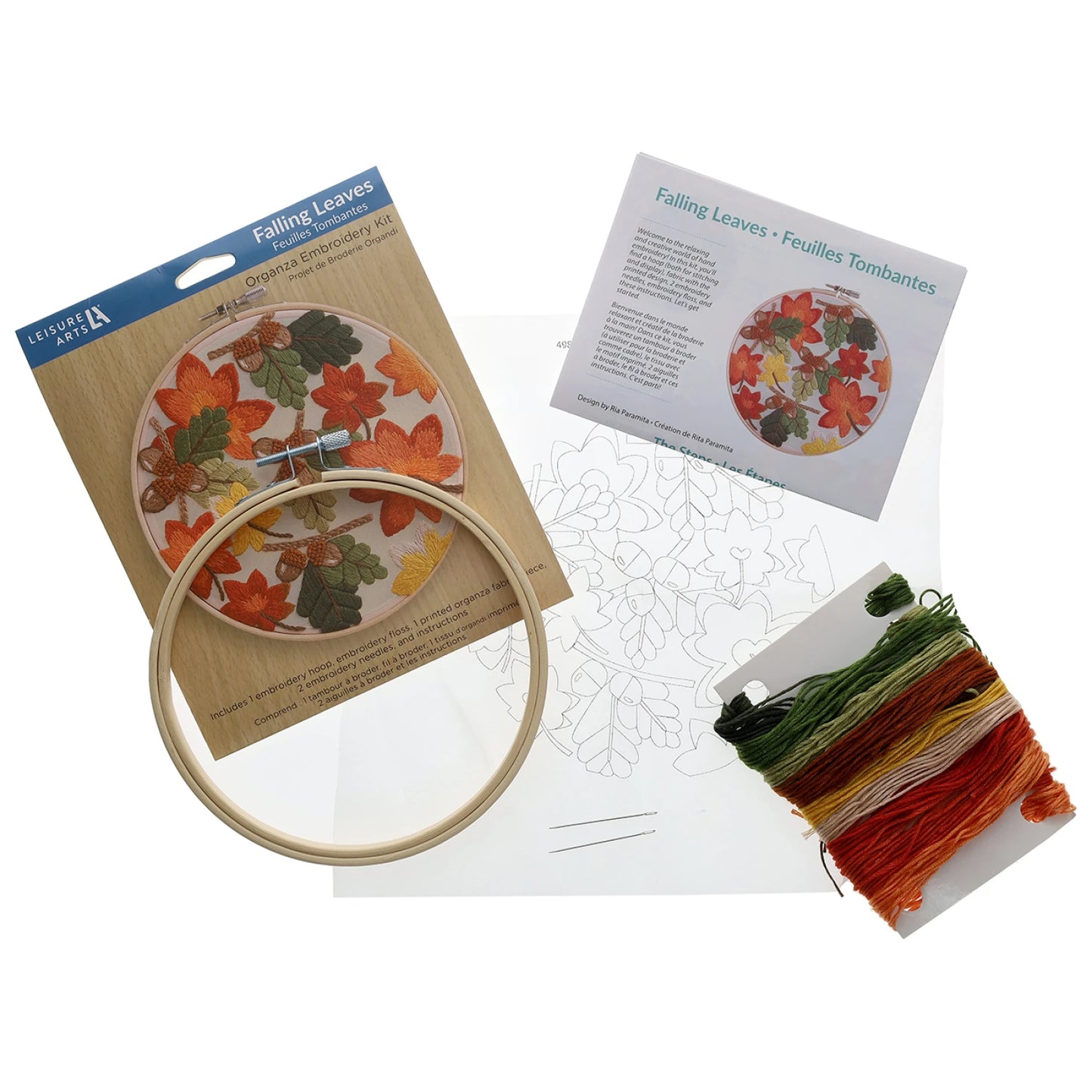 Leisure Arts Emb Kit 6" Org Falling Leaves