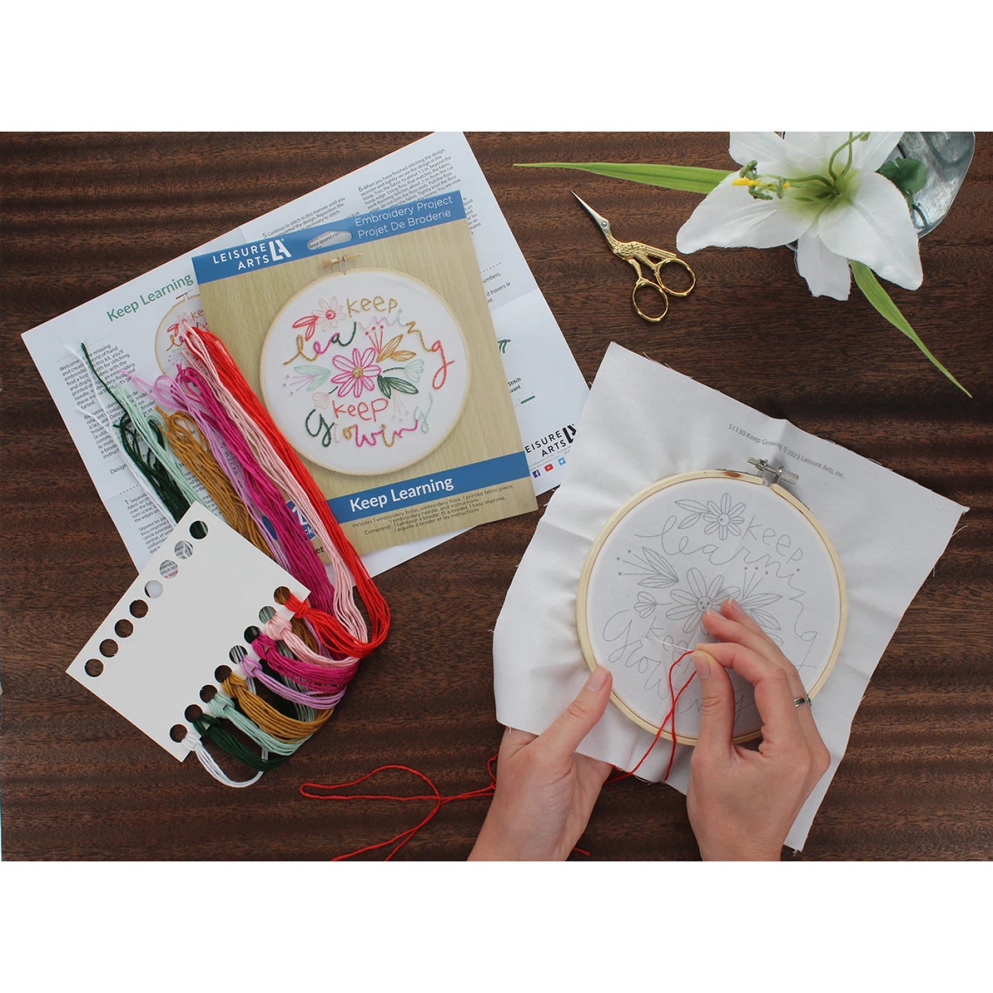 Leisure Arts Emb Kit 6" Keep Learning