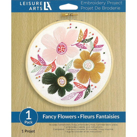 Leisure Arts Emb Kit 6" Fancy Flowers