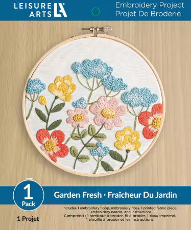 Leisure Arts Kit Embroidery 6in Garden Fresh