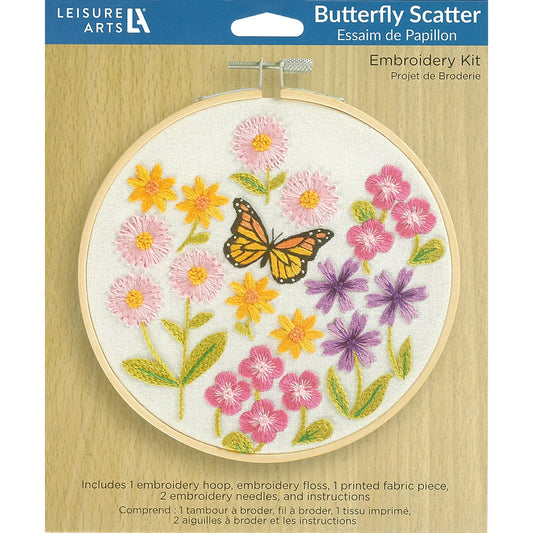 Leisure Arts Embroidery Kit 6" Butterfly Scatter