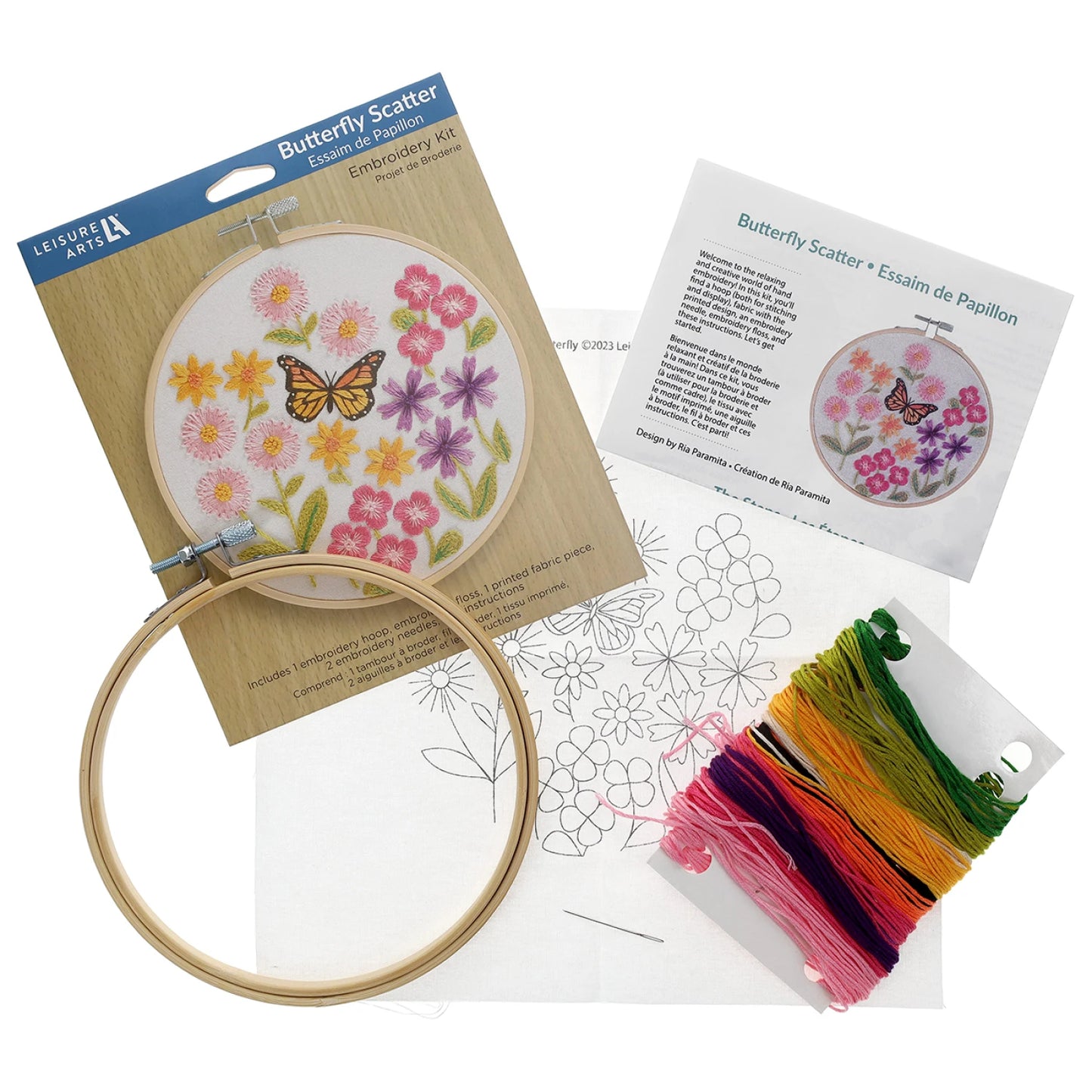 Leisure Arts Embroidery Kit 6" Butterfly Scatter
