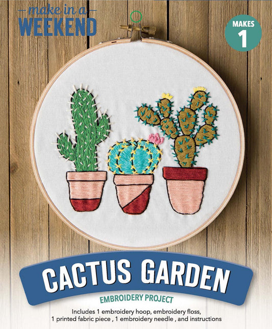 Leisure Arts Kit Embroidery 6in Cactus Garden