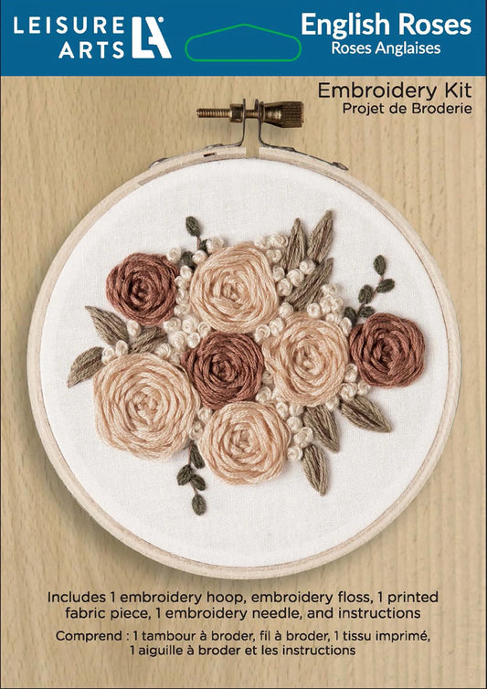 Leisure Arts Embroidery Kit 4in English Roses