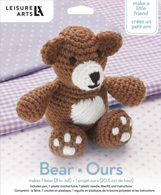 Leisure Arts Little Crochet Friend Kit Small Bear