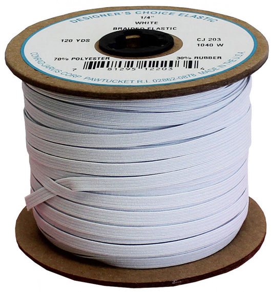 Braid Elastic 1/4in White